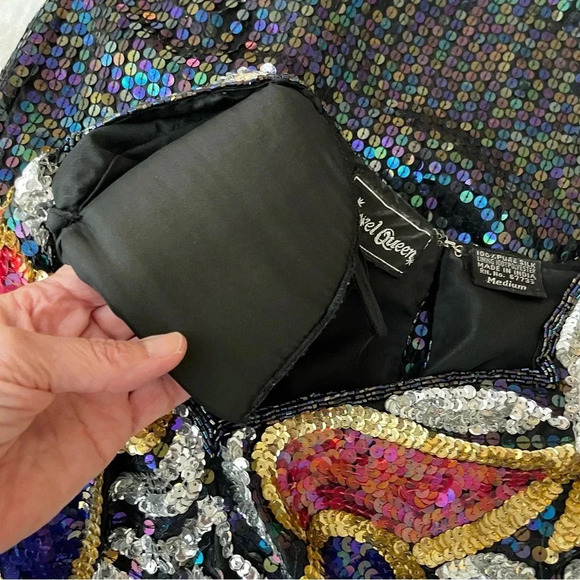 Jewel Queen Silk Sequin Dress Women Y2K Hollywood Regency fairycore whimsygoth - Picture 10 of 12